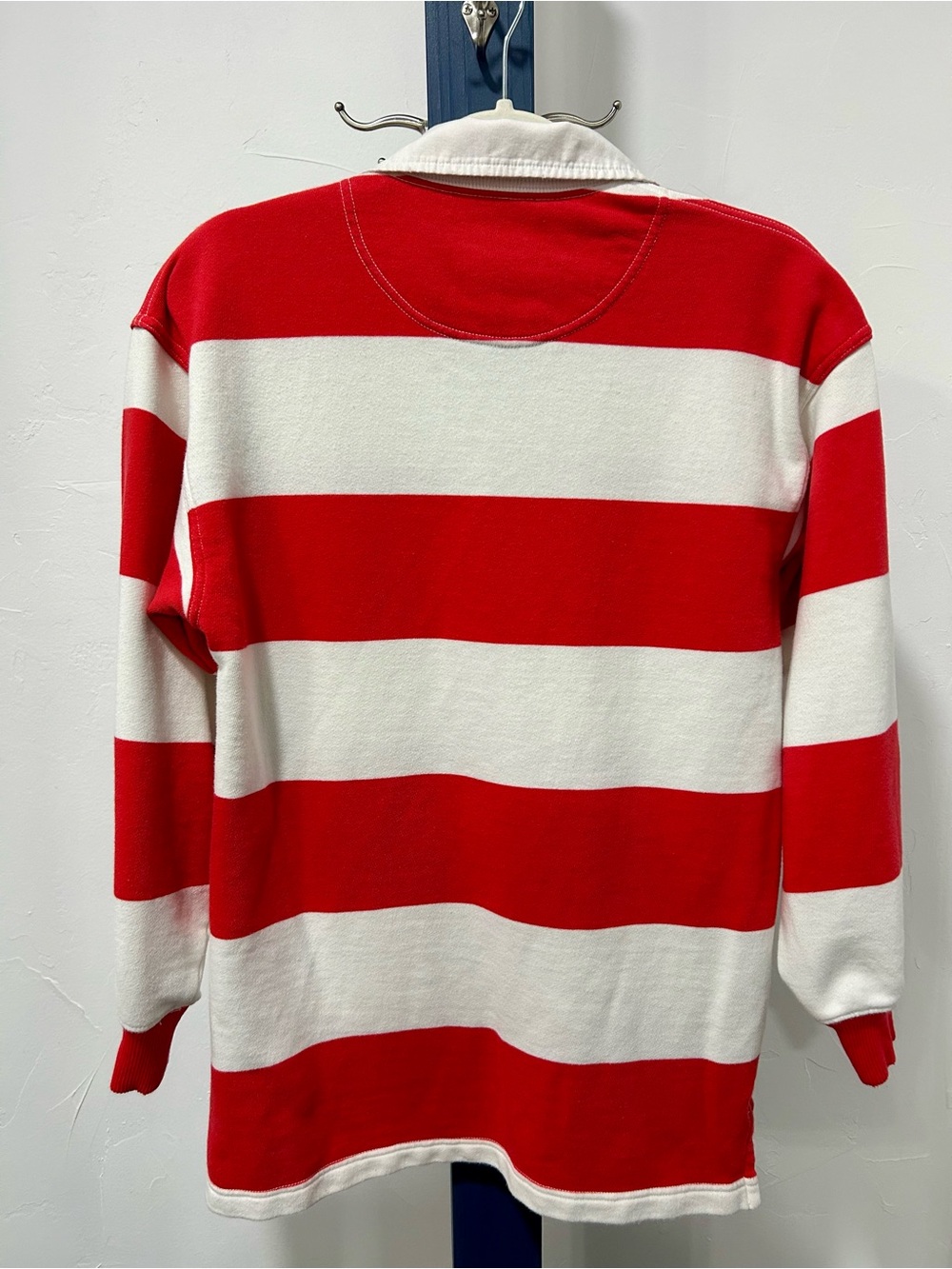 aerie Red and White Striped Rugby Polo Top - Picture 3 of 4
